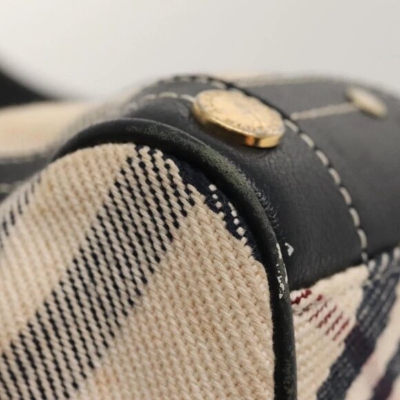 BURBERRY Nova Check Blue Label Tote Bag Canvas Beige Gold Auth 117928 - Picture 10 of 15